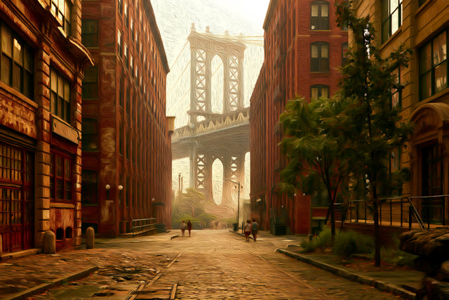 Manhattan Bridge DUMBO Brooklyn, New York City watercolor canvas