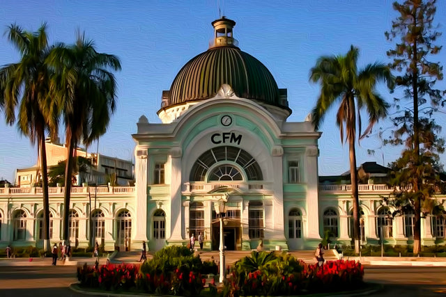 Maputo Central Railway Station, Maputo watercolor canvas