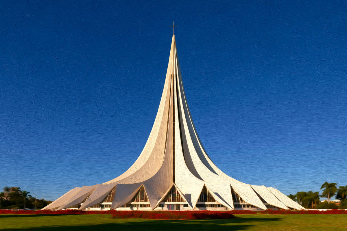 Maputo Modern Cathedral gallery canvas, unframed and in an espresso floating frame — Maputo, Mozambique