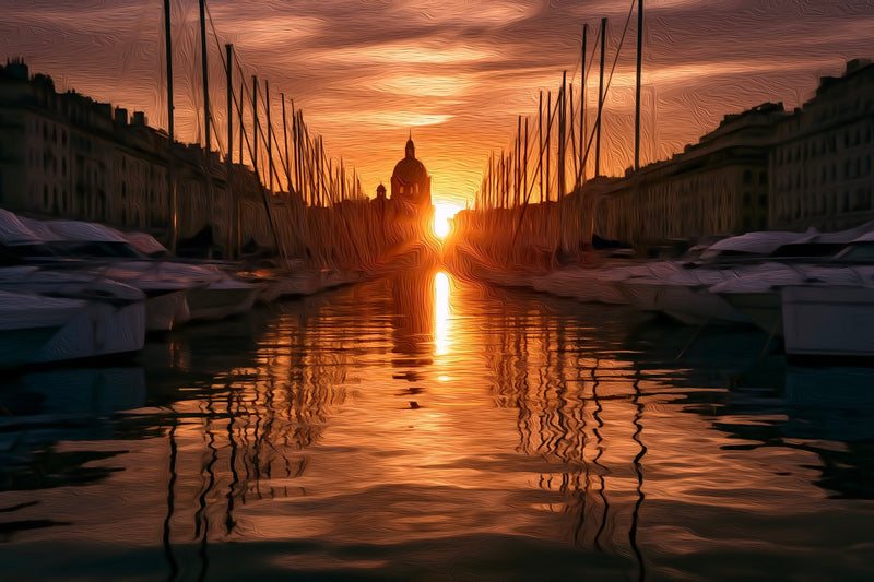 Vieux-Port Marina Sunset, Marseille canvas