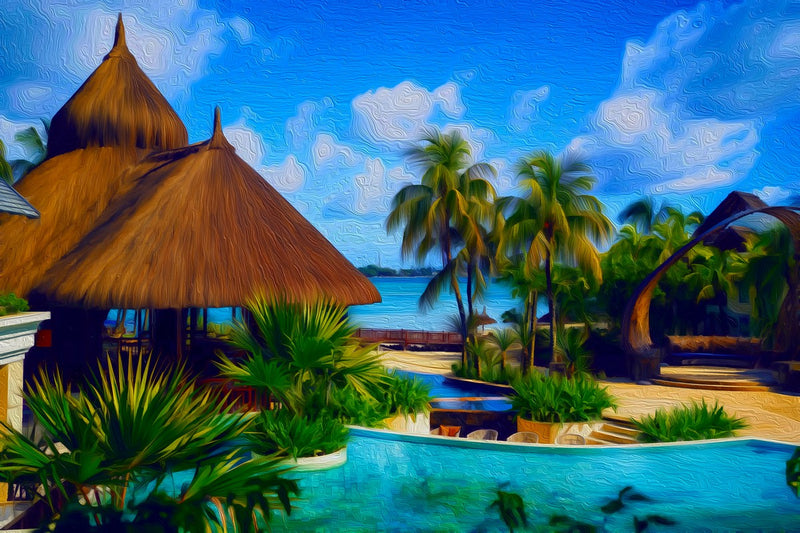 Luxury Lagoon Resort Pool & Bungalows, Mauritius canvas