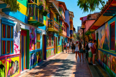Medellin El Poblado watercolor canvas