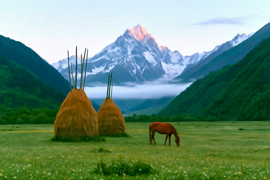 Mestia Valley Haystack Meadows &mdash; Mestia canvas