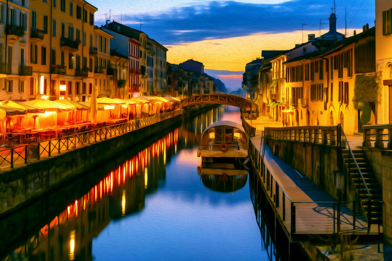 Naviglio Grande Canal Milan, Milan canvas