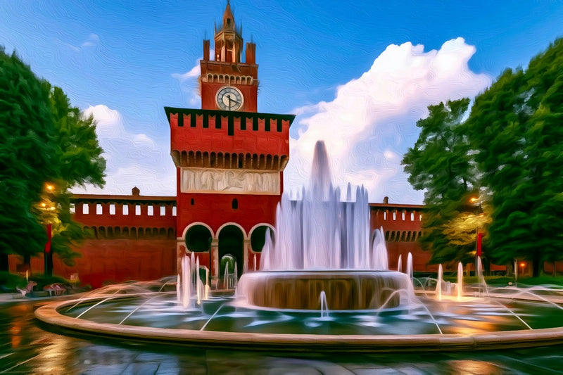 Sforza Castle Clock Tower, Milan canvas