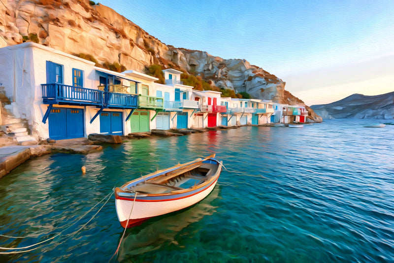 Klima Syrmata Boathouses Milos, Milos canvas
