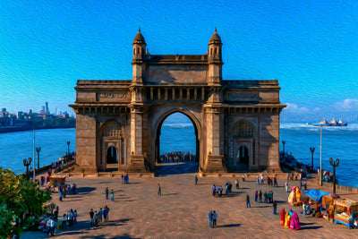 Mumbai watercolor canvas