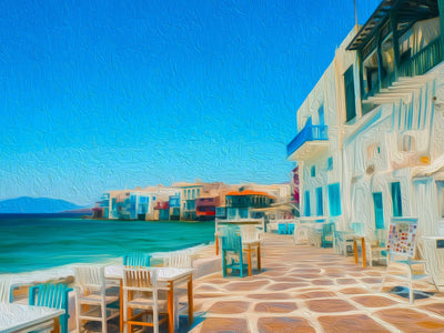 Mykonos watercolor canvas