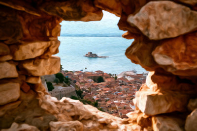 Nafplio watercolor canvas