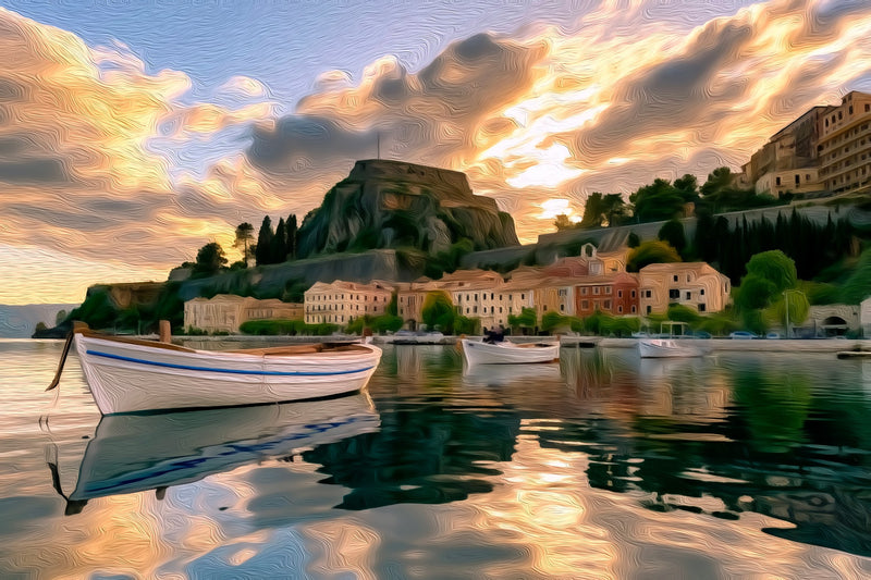 Old Fortress Corfu Harbor, Nafplio canvas