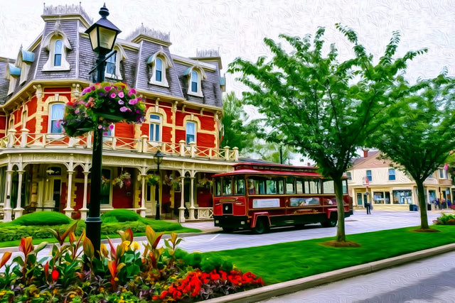 Prince of Wales Hotel Trolley, Niagara-on-the-Lake watercolor canvas