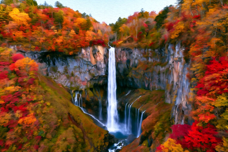 Kegon Falls Autumn Foliage, Nikko canvas
