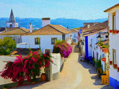 Obidos watercolor canvas