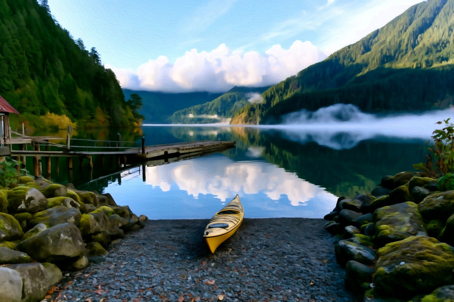 Lake Crescent Kayak Shore &mdash; Olympic National Park canvas
