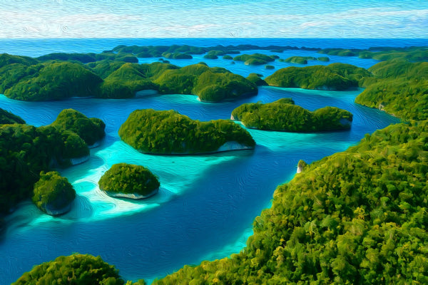 Rock Islands Southern Lagoon, Palau watercolor canvas
