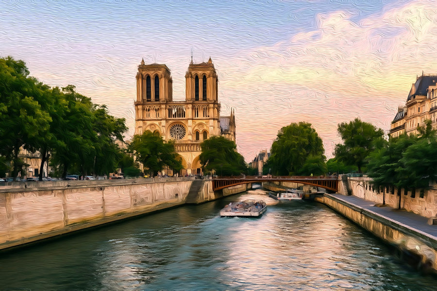 Notre-Dame Cathedral Seine River &mdash; Paris canvas