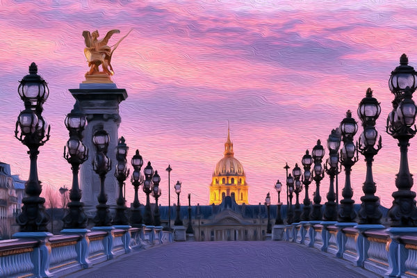 Pont Alexandre III Bridge, Paris watercolor canvas