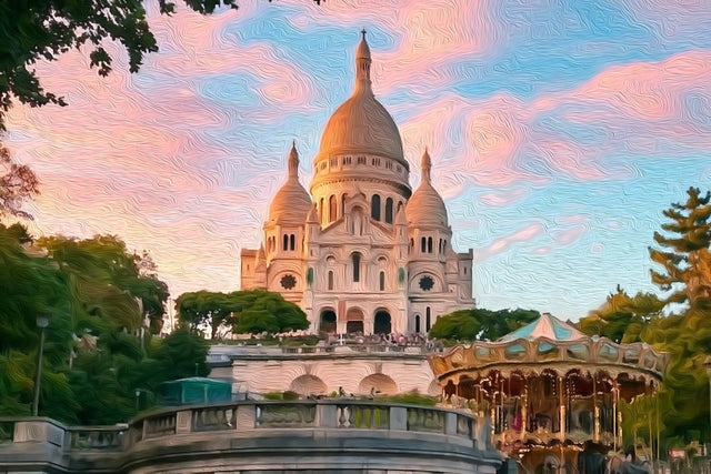 Sacre-Coeur Basilica Montmartre, Paris watercolor canvas