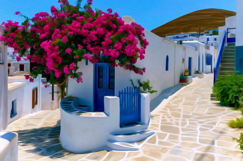Paros Blue Gate Alley, Paros canvas