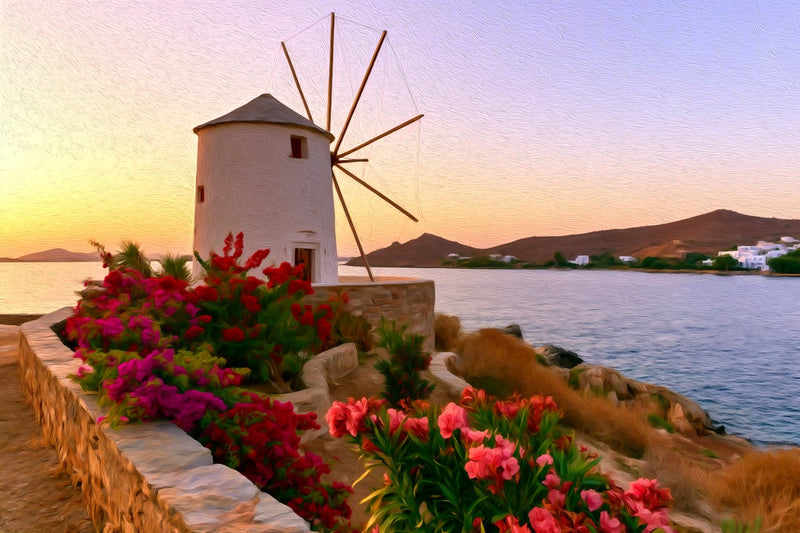 Paros Coastal Windmill Sunset, Paros canvas