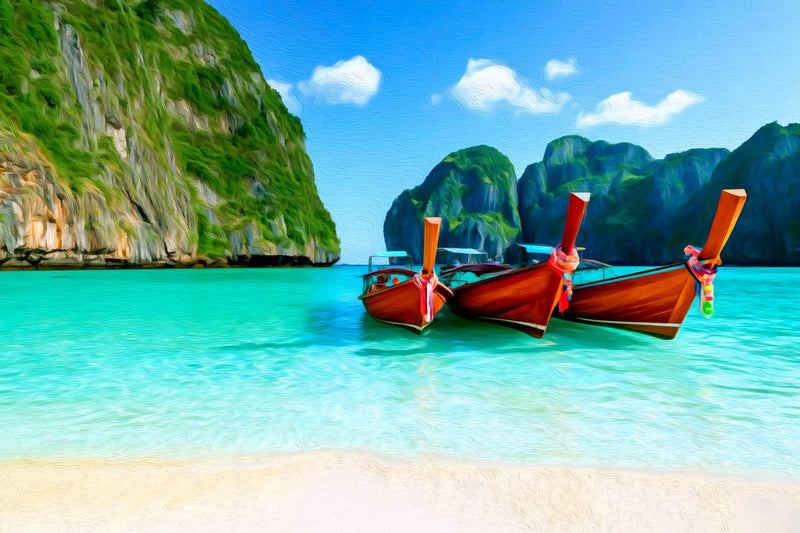 Maya Bay Longtail Boats, Phi Phi Islands canvas