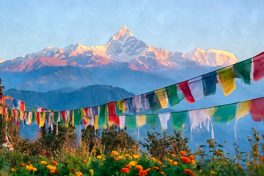 Annapurna Range Prayer Flags &mdash; Pokhara canvas