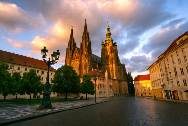 St. Vitus Cathedral Prague, Prague watercolor canvas