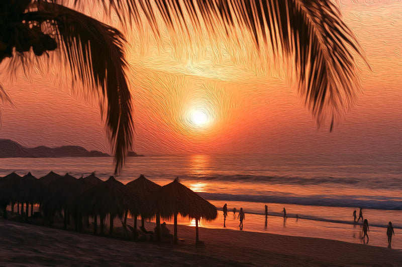 Playa Principal Sunset Beach, Puerto Escondido canvas