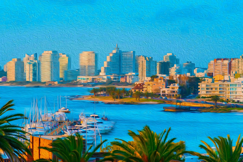 Marina and City Skyline, Punta del Este canvas