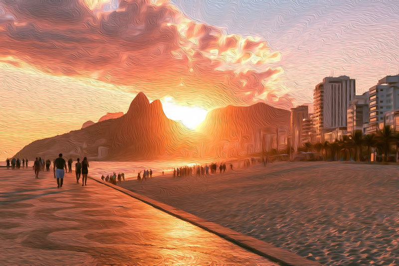 Ipanema Beach Dois Irmaos Sunset, Rio De Janeiro canvas