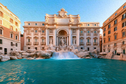 Trevi Fountain Rome, Rome watercolor canvas
