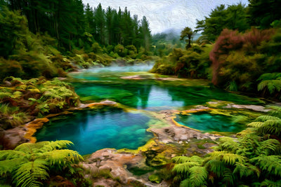 Rotorua watercolor canvas