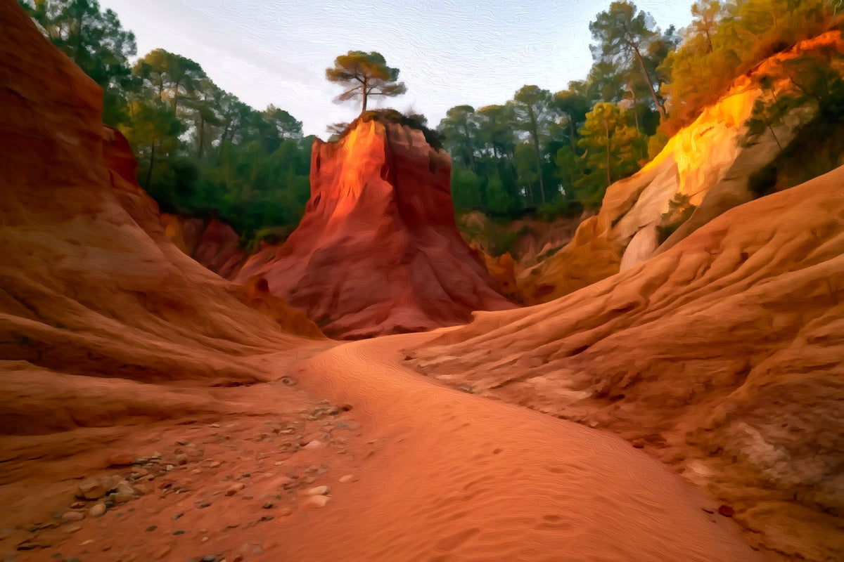 Colorado Provençal Ochre Canyon gallery canvas, unframed and in an espresso floating frame — Roussillon, France