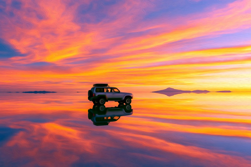 Salar de Uyuni Salt Flat Sunset, Salar de Uyuni canvas