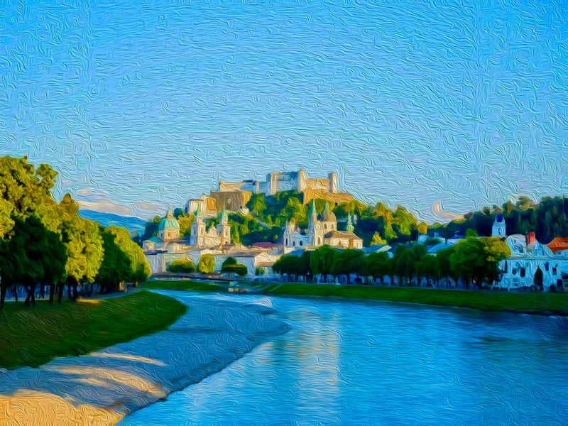 Salzach River Old Town, Salzburg canvas
