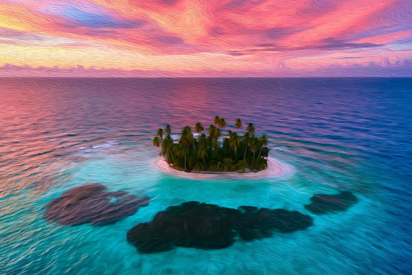 San Blas Tiny Palm Island, San Blas Islands watercolor canvas