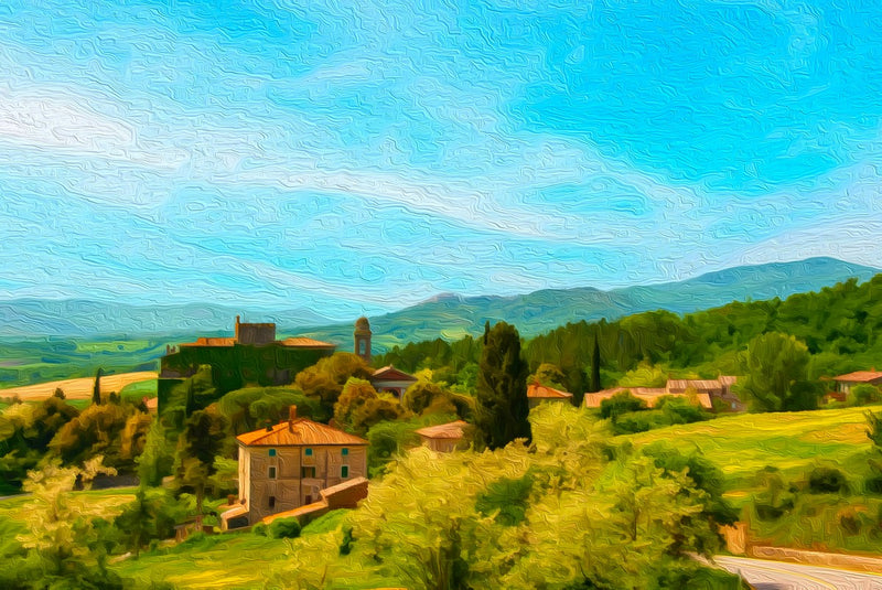 Tuscan Village Landscape, San Gimignano canvas