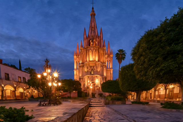 Parroquia de San Miguel Arcangel, San Miguel de Allende watercolor canvas