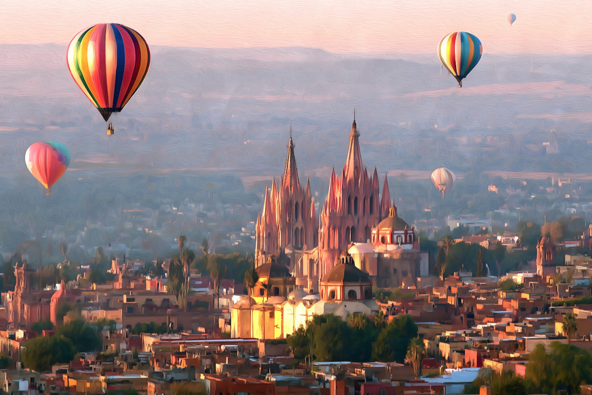 Parroquia de San Miguel Arcangel gallery canvas, unframed and in an espresso floating frame — San Miguel de Allende, Mexico