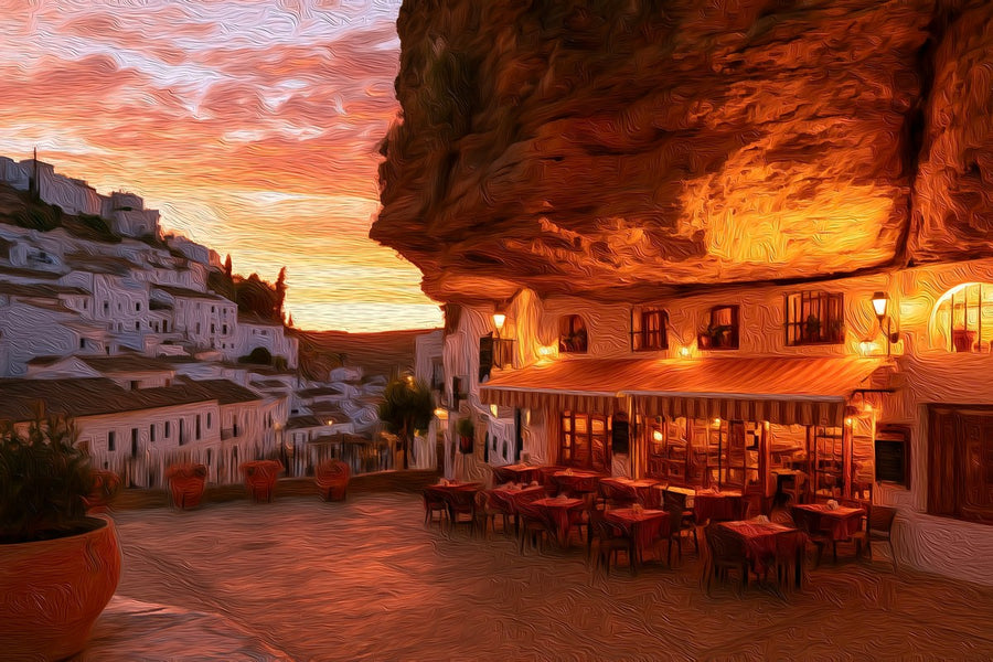 Cave Street Sunset Plaza &mdash; Setenil de las Bodegas canvas