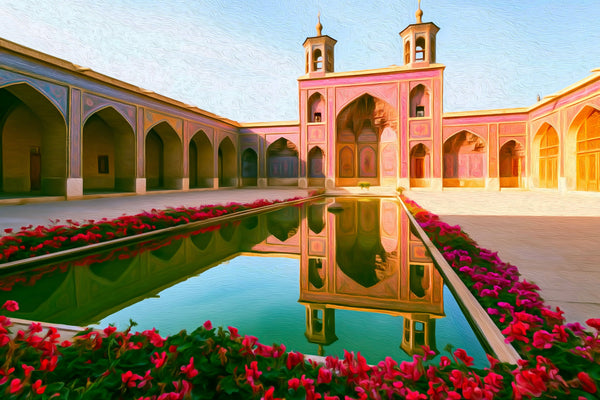 Nasir ol-Molk Mosque Courtyard, Shiraz watercolor canvas