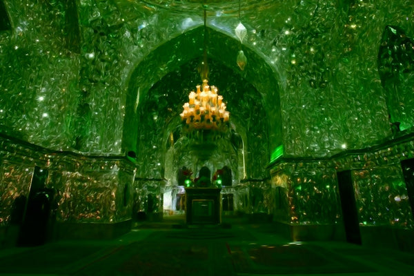 Shah Cheragh Shrine Interior, Shiraz watercolor canvas