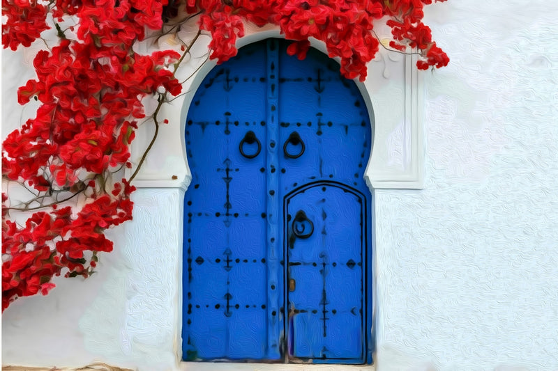 Blue Door Bougainvillea Arch, Sidi Bou Said canvas