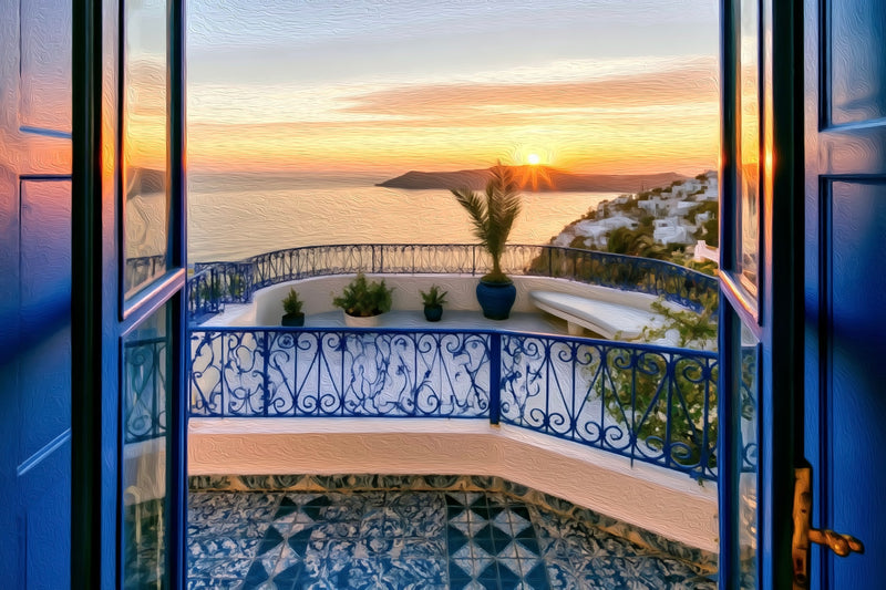 Sidi Bou Said Clifftop Balcony Sunset, Sidi Bou Said canvas