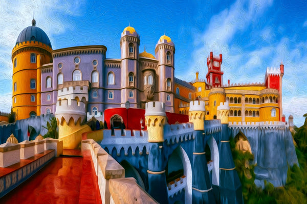 Pena Palace Sintra Portugal, Sintra watercolor canvas