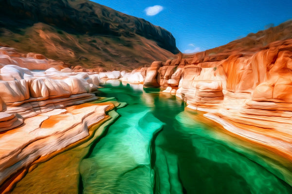 Wadi Dirhur Canyon Pool, Socotra Island watercolor canvas