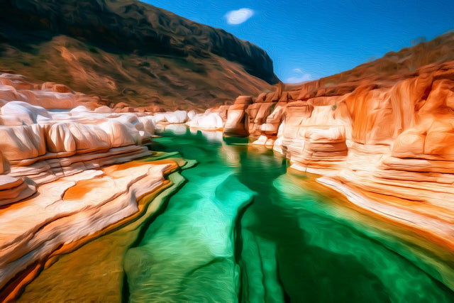 Wadi Dirhur Canyon Pool, Socotra Island watercolor canvas