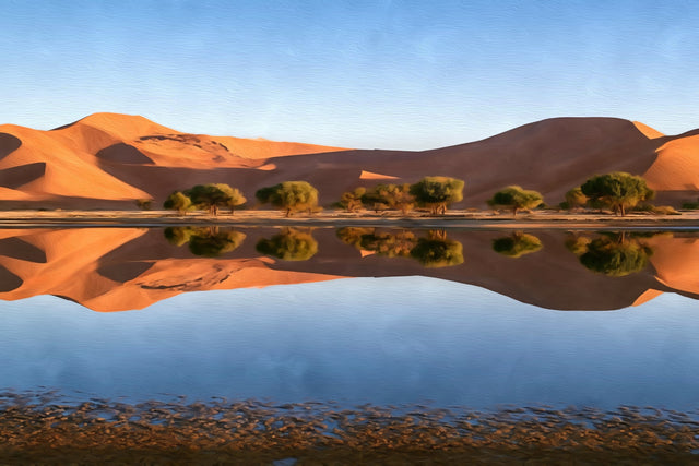 Sossusvlei Sand Dunes Reflection, Sossusvlei watercolor canvas