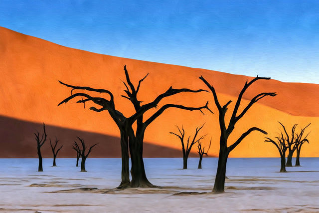 Deadvlei Dead Camel Thorn Trees, Sossusvlei watercolor canvas