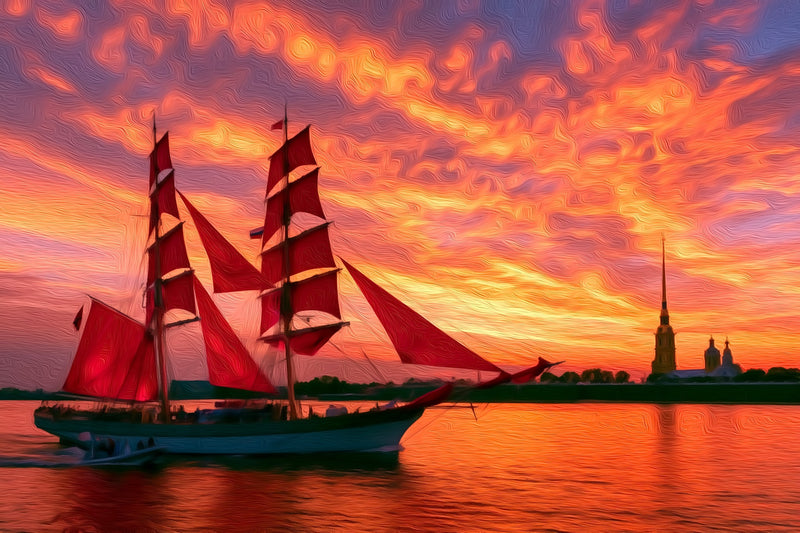Neva River Scarlet Sails, Saint Petersburg canvas